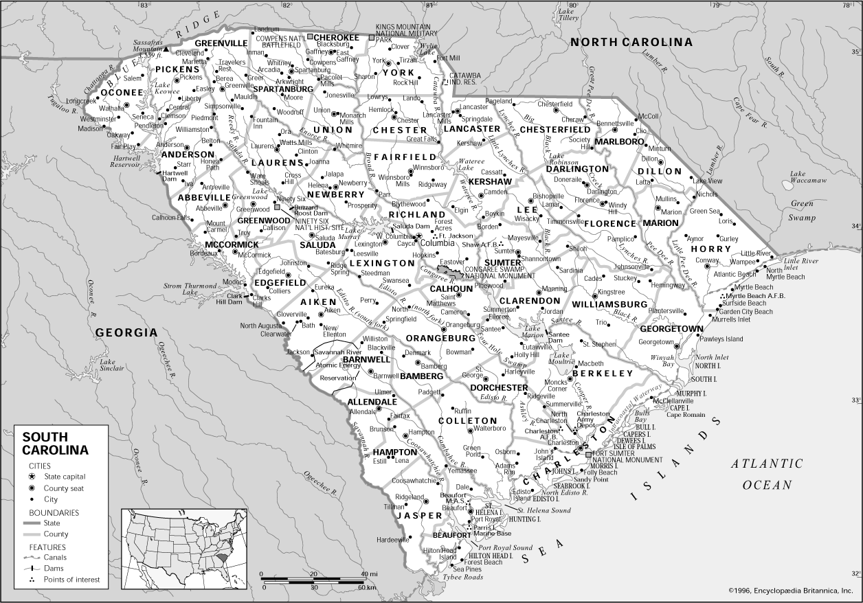 Map of South Carolina