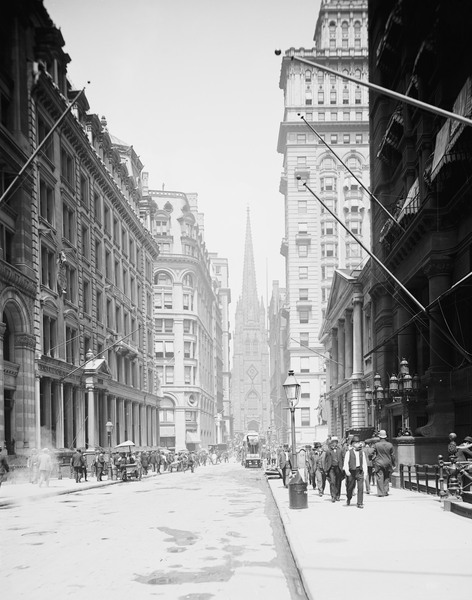 Wall St. and Trinity Church, New York, N.Y., 1903 (b/w photo)